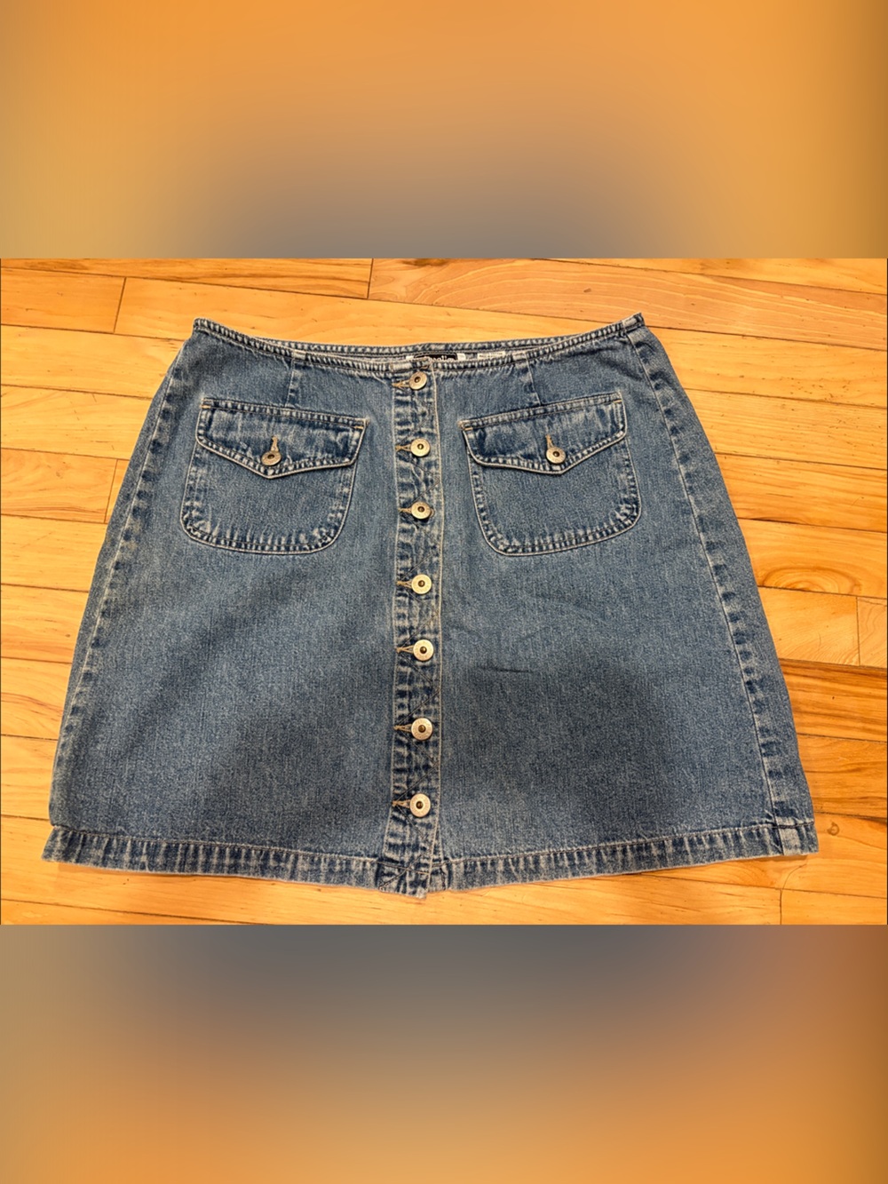 Vintage Women’s Denim Button-Front A-Line Skirt - Blue